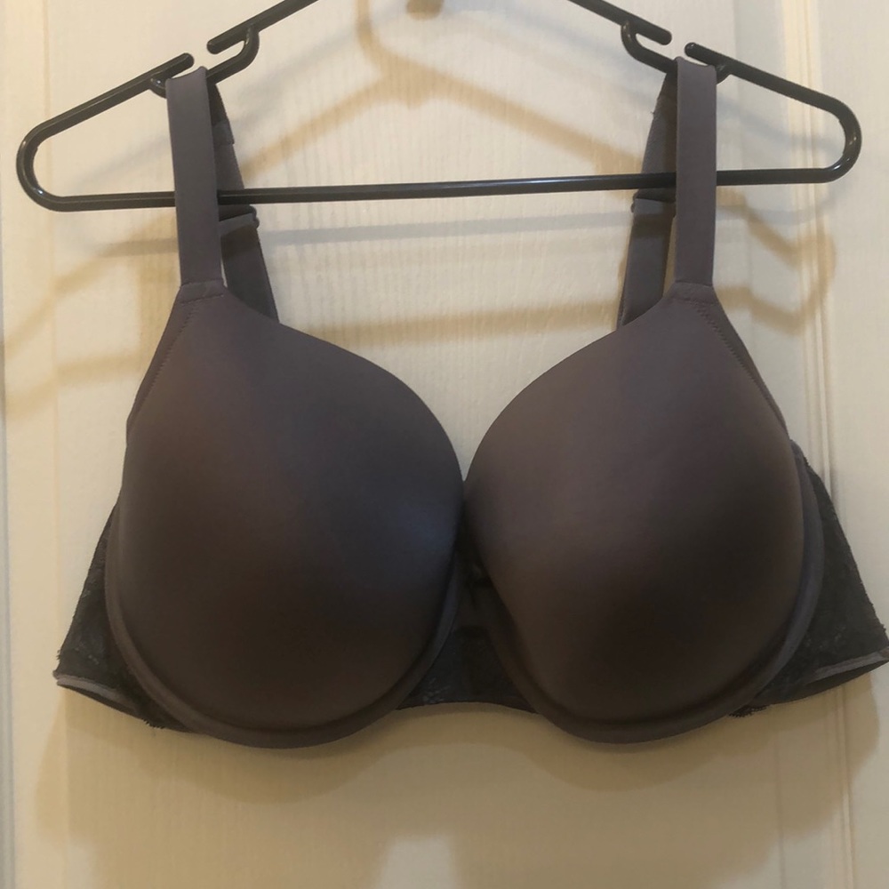 Torrid grey with black lace bra